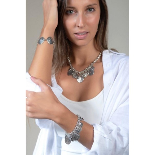 Колье Ciclon, Charlotte, с монетами, металл, CN-245801 серебристый фото 2